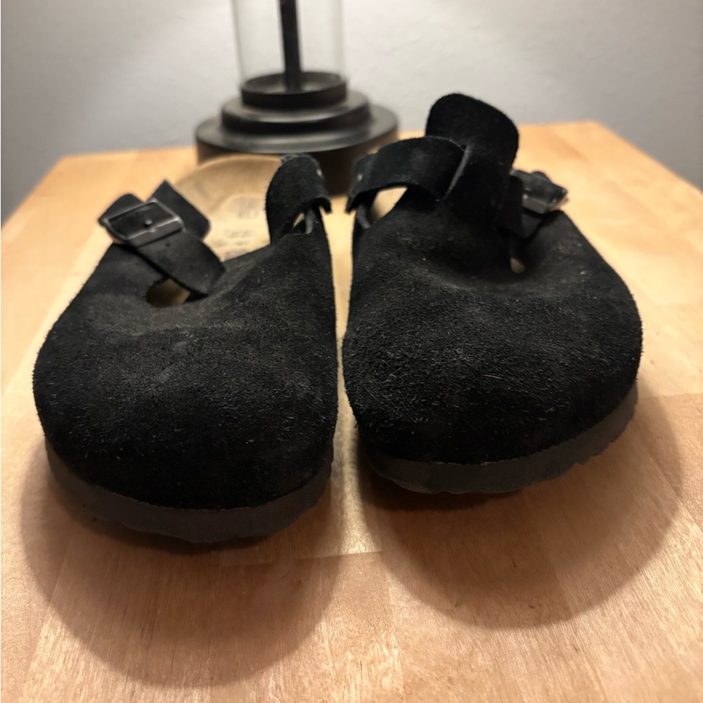 Birkenstock Black Suede Mules only worn a few times .